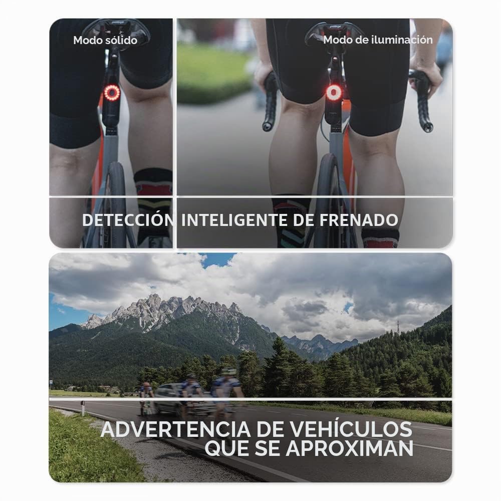 Magene L508 Luz trasera de radar de bicicleta, 5 modos de luz, luz trasera de bicicleta recargable tipo C para ciclismo MTB, bicicleta, batería de larga duración