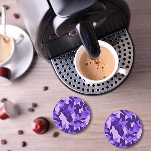 Miniatura 6 de 2PCS Coasters for Drinks,Fashion Purple Camo Absorbent Cork Coasters Set Camouflage Texture Reusable Coasters for Home Office Coffee Bar