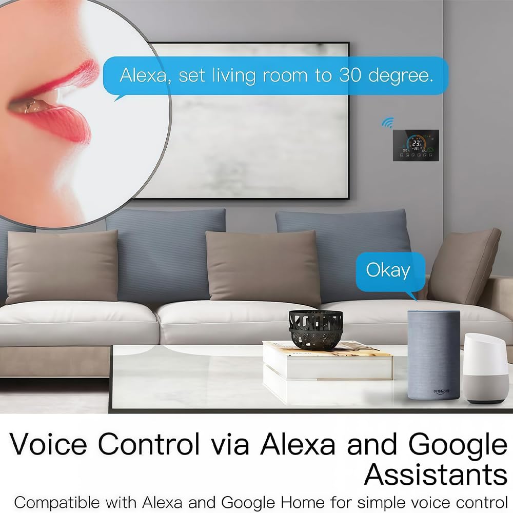 Wi-Fi Termostato Serie 8000 per Caldaia di Riscaldamento, con Display Touchscreen Programmabile, Controllo Remoto da Cellulare, Compatibile con Alexa, Google Home e IFTTT.