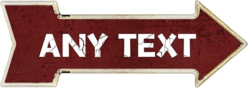 Letreros de metal personalizados con flechas con texto y cualquier nombre, flecha, hombre, cueva, calle, bar, cafetería, garaje, decoración de