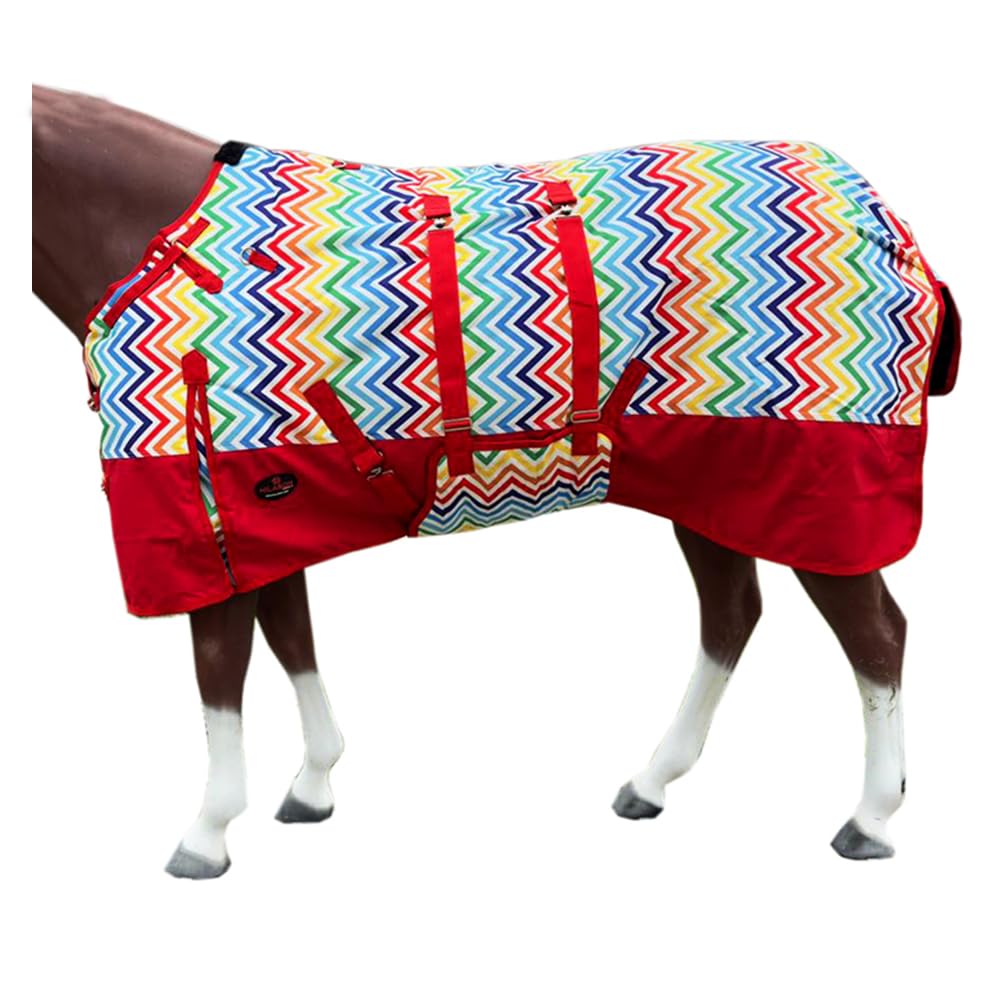 Rainbow Zigzag 72 in HILASON 1200D Winter Waterproof Poly Horse Turnout Blanket Belly Wrap