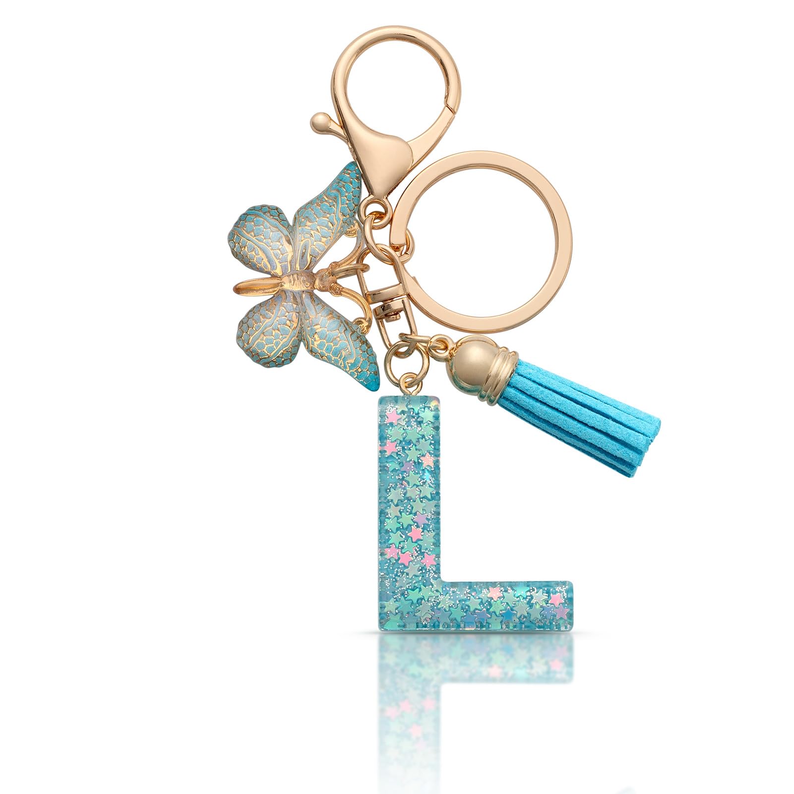 MORSUNBELA Schlüsselanhänger Buchstabe Mädchen Keychain mit Anfangsbuchstabe Schlüssel Anhänger mit Buchstaben für Frauen Damen