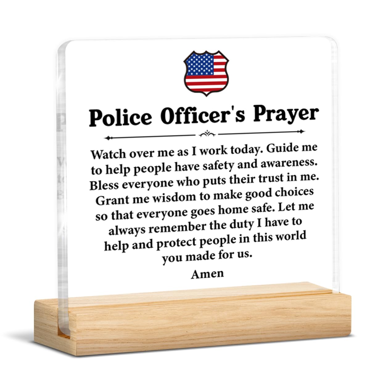 Police Gifts for Men Women, Law Enforcement Gifts for Policeman Policewoman, Police Officer's Prayer Acrylic Sign Home Office Desk Decor