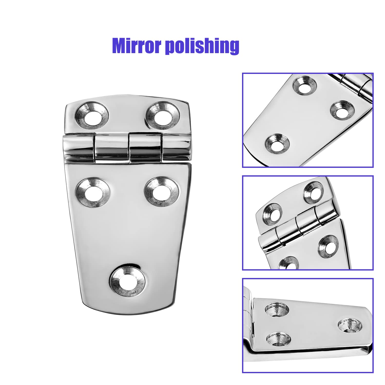 Cerniere per portello marittimo in acciaio inox, 76 x 38 mm, 5 fori, nessun rumore, resistente, in acciaio inox 316, con viti (6 pezzi)