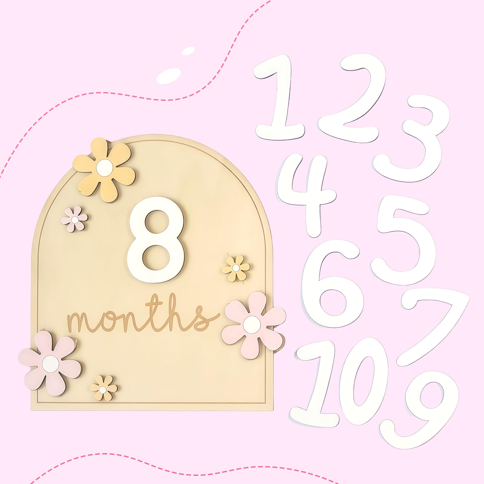 Carte Étape Bébé Bois Carte Mensuelle Bebe Accessoire Photo pour Nourrissons de 0 à 12 Mois Cadeaus Bebe Pour Cadeau Naissance Cadeau Future Parents Baby Shower Enregistrement de Croissance (Style 4)