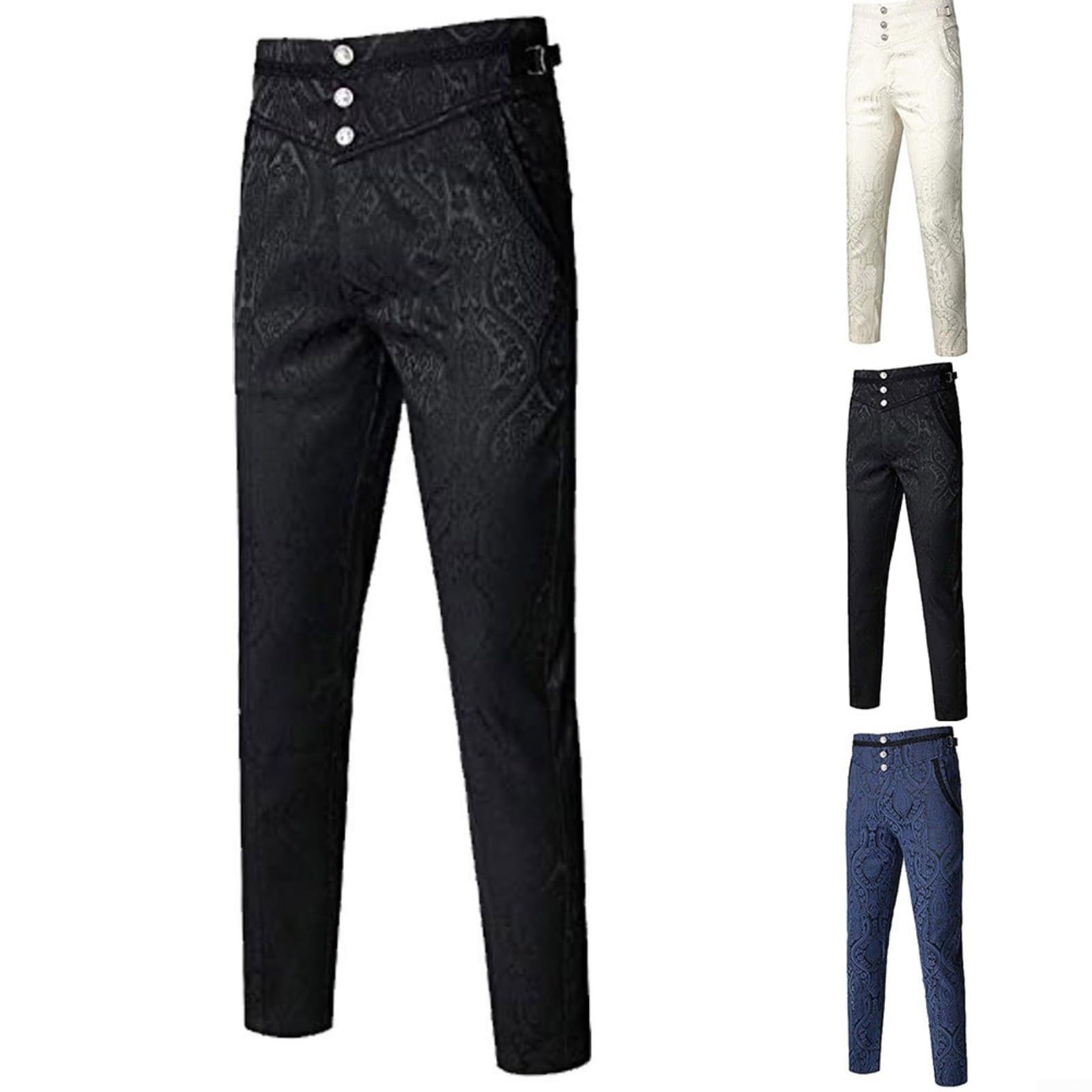 Pantalon Gothique Rétro Costume d'Halloween pour Hommes - Pantalon Steampunk Victorien pour Cosplay, Carnaval d'Halloween (Noir, M)