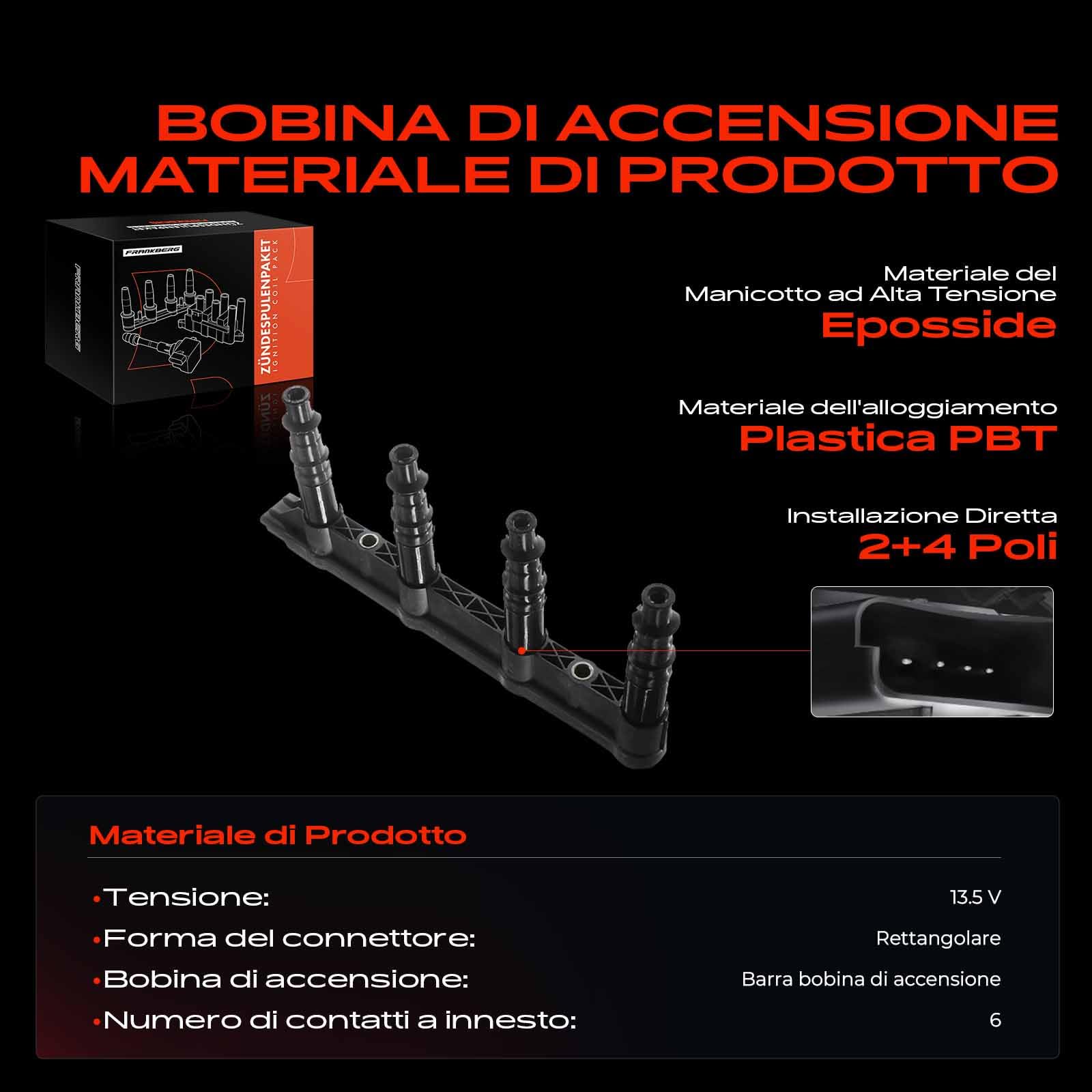 Frankberg Bobina di accensione modulo di accensione candela 9651710680 | Compatibile con: 307 3A/C, 207 WA_ WC_, 307 SW 3H, C3 I FC_, 206 Hatchback 2A/C, 1, 0070000000000001E3 KM, C4 I LC