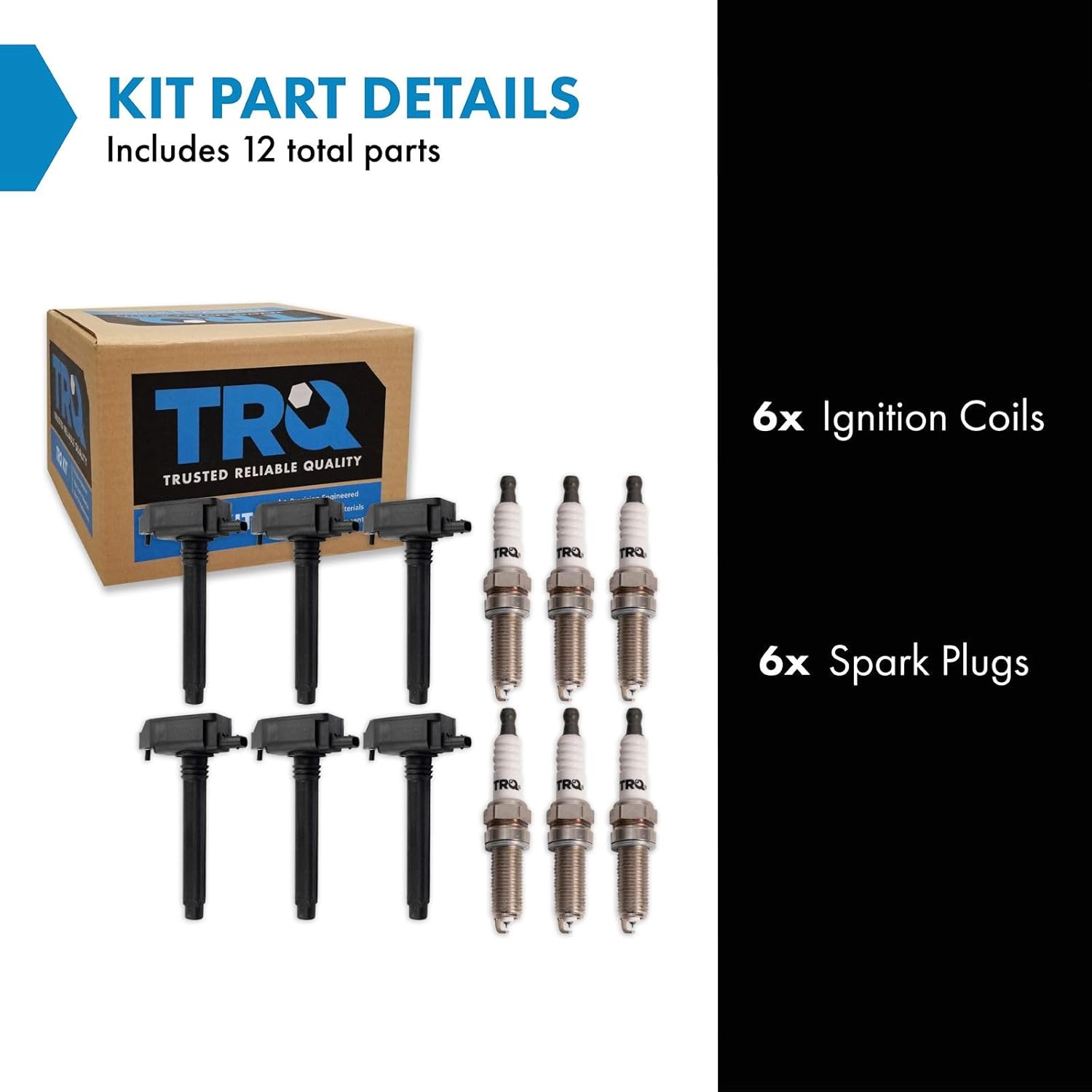 TRQ Ignition Kit Ignition Coil Spark Plugs Compatible with 17-21 Chrysler 16-21 Dodge Jeep 19-21 Ram