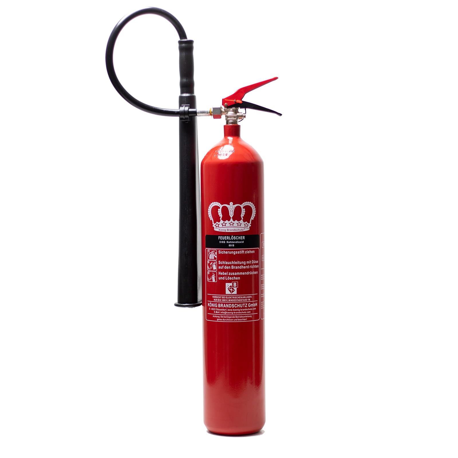 König CO2 Feuerlöscher 5 Kg, Brandklasse B – Nach DIN EN3 Zertifiziert, Inkl. Wandhalterung Und 2 Jahre Instandhaltungsnachweis