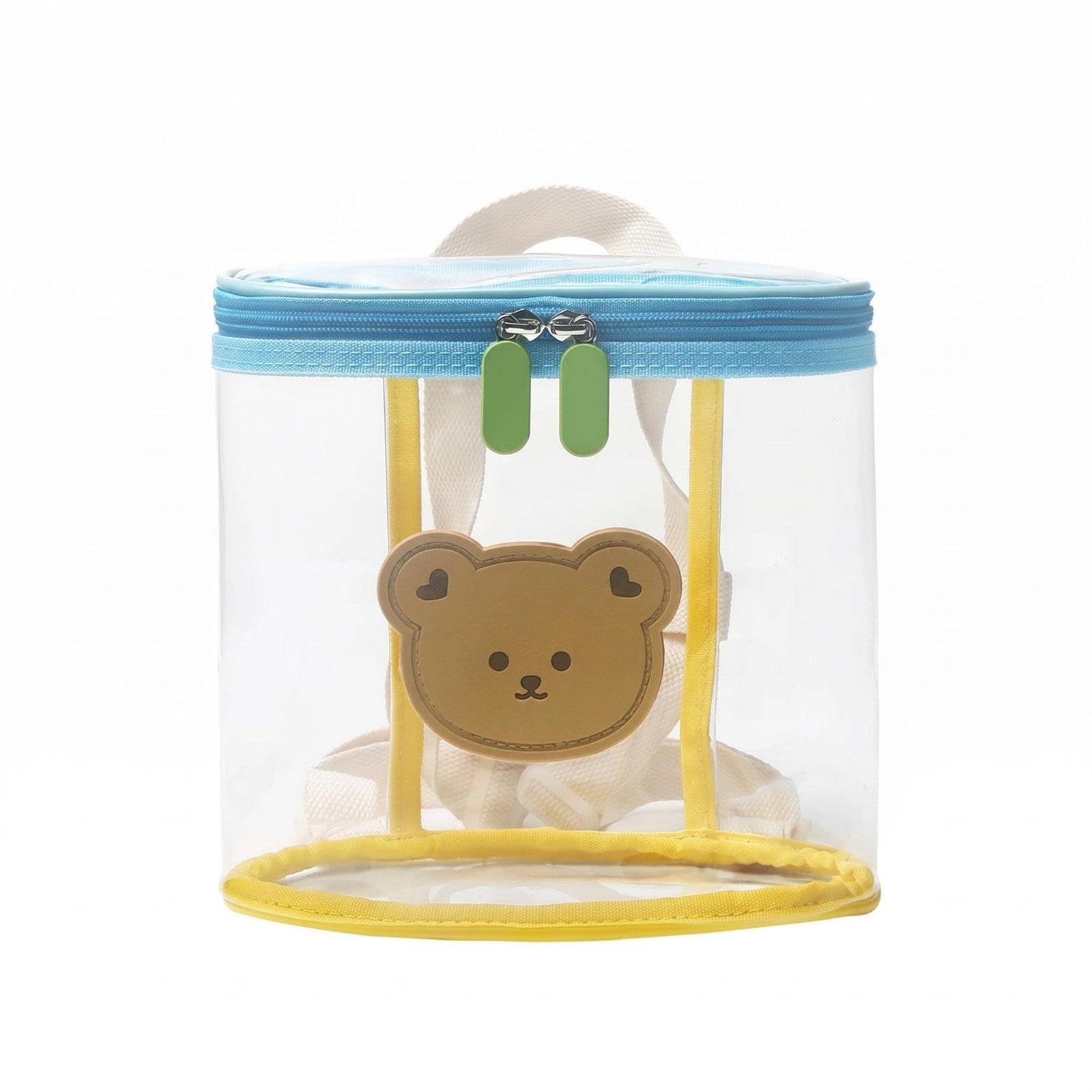 Animal Print Clear Backpack Color Contrast Clear Jelly Backpack Cute Storage Bag for Beach, Travel, Swimming Blue Yellow Bear-image-29