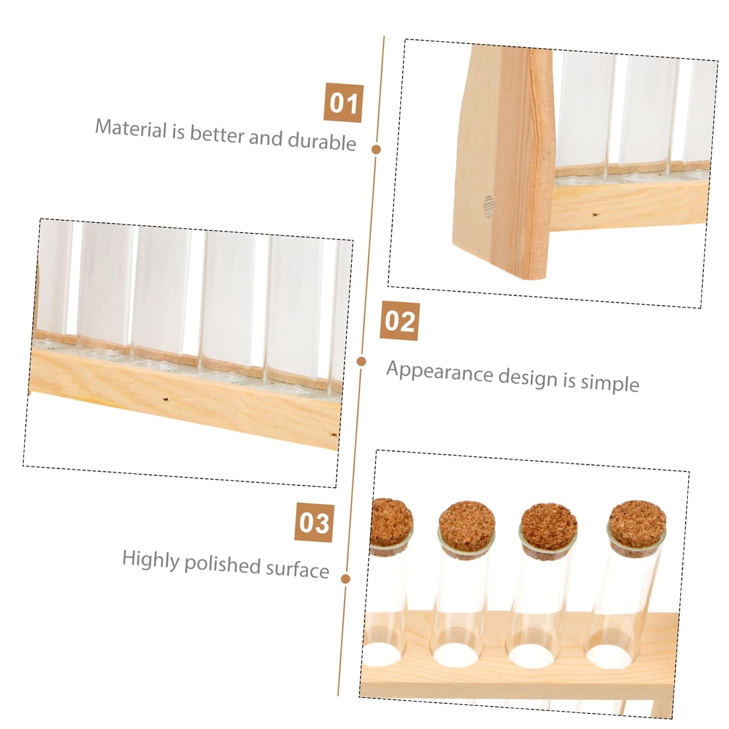 1set Multifunctional Laboratory Test Tube Rack for Essential Oils Perfumes Includes Tubes Corks Space-Saving Design for Home School and Labs