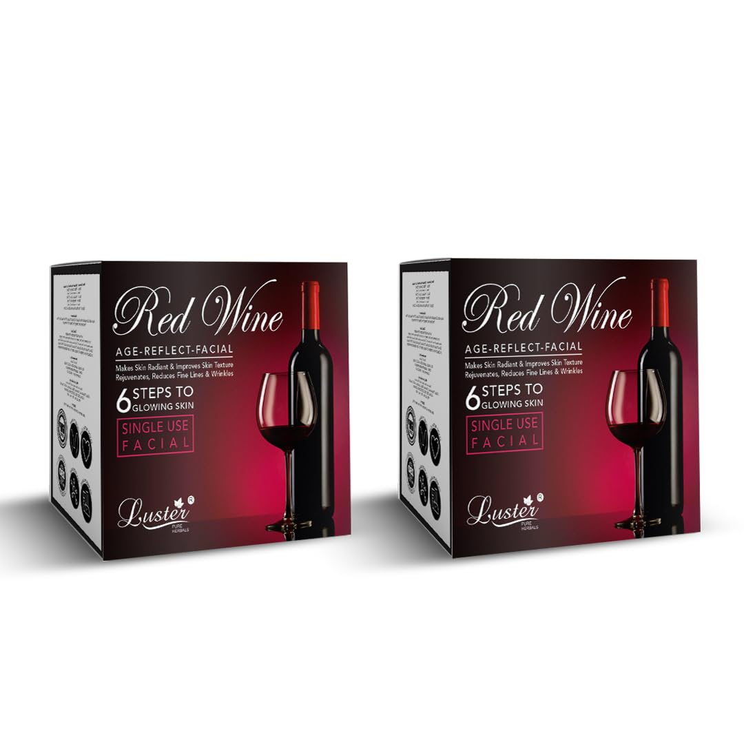 Red Wine Age Reflect Facial Kit | 6 Step Facial Kit | Single Use Mini Facial Kit | Anti Ageing Facial Kit | For Glowing Skin & Deep Cleansing| Paraben Free – 40g (Pack of 2)