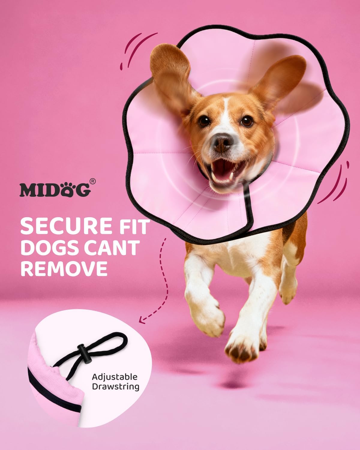 MIDOG Dog Cone Collar After Surgery, Soft Dog Cone Alternative to Stop Licking,Adjustable Elizabethan Recovery Cones for Small to Large Sized Dogs