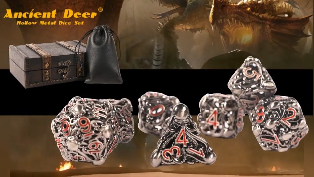Wand Dice – Toupie Dés 7 En 1 Métal | Pour Donjons & Dragons D&D | Dague Design Phurba, Coffret Cadeau (noir)