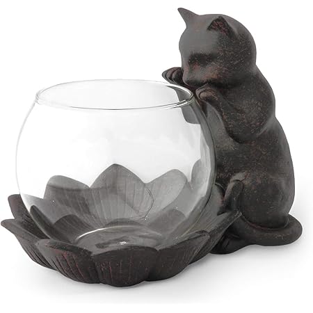 Amazon Co Jp 見守り猫 フラワーベース 花瓶 花器 A ガラスポット ポプリ入れ ハイドロカルチャー ガラス鉢 猫雑貨 置物 西洋 アンティーク風 アジアンスタイルマオ オリジナル説明書付き ホビー