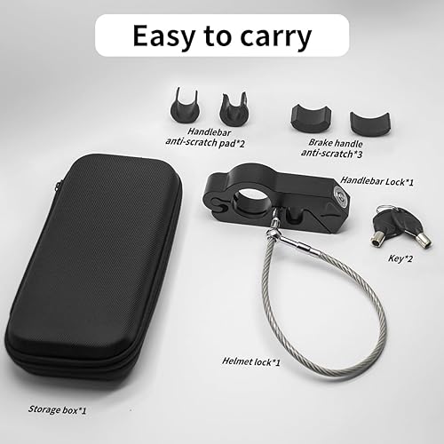 Miniatura 3 de Combo de bloqueo de casco de motocicleta y manillar, bloqueo de freno antirrobo para manillares de 1.3 a 1.5 pulgadas de diámetro, todo triciclo