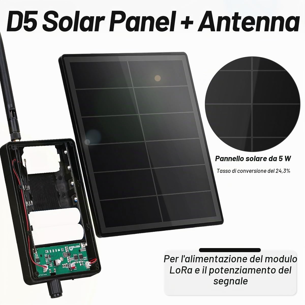 Kit pannello solare D5-1A 5W con controller batteria per Heltec V3 ESP32 LoRa modulo per fai da te Meshtastic Meshcore LoRa Node Kit da 868MHz