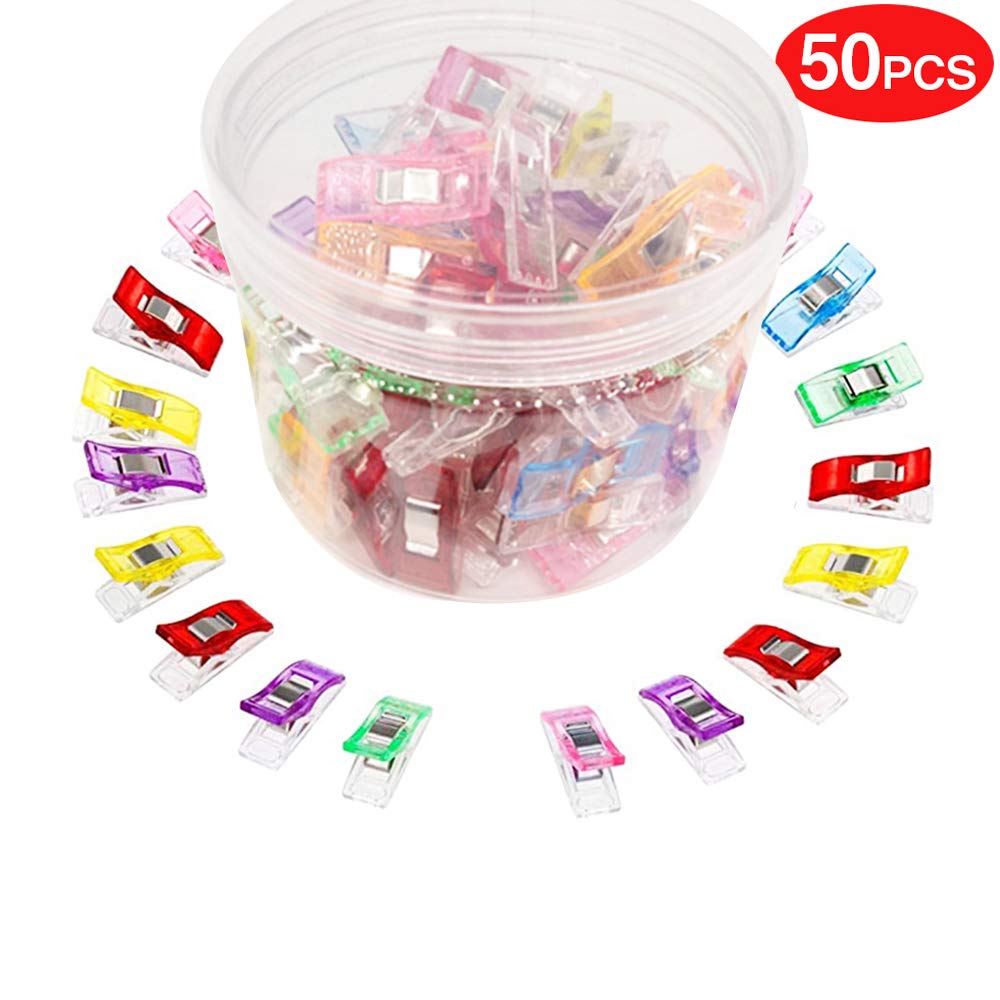 Multipurpose Sewing Clips Colorful Quilting Clips Fabric Clips for Sewing Supplies Quilting Accessories Crafting Tools with Case (50pcs, Random)
