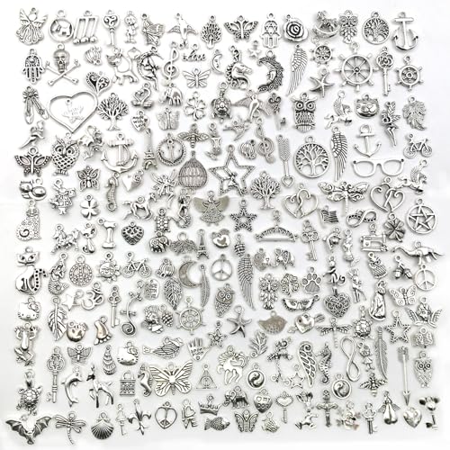 JSTHHTT 200 Pièces Breloques Charms Pendentifs, Mixte Charms Pendentifs, Accessoires de Bracelet Pendentif, Creation Bijoux, Petits Pendentifs, pour la...