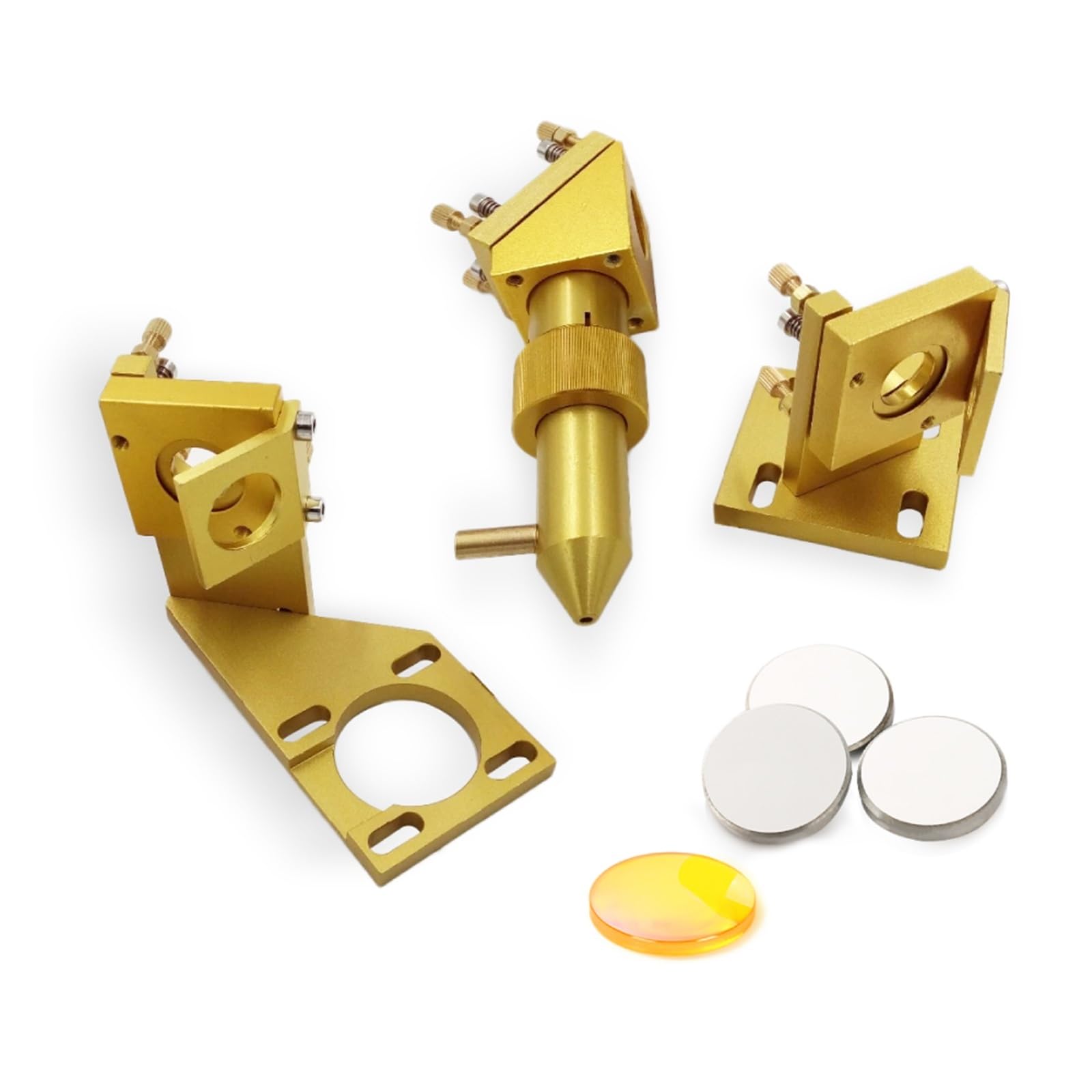 K Series CO2 Laser Head Set Lens Dia12/18/20mm Mirror Dia 20mm for 2030 4060 K40 Laser Engraving Cutting Machine(Yellow,CVD_Set A D12 F50.8)