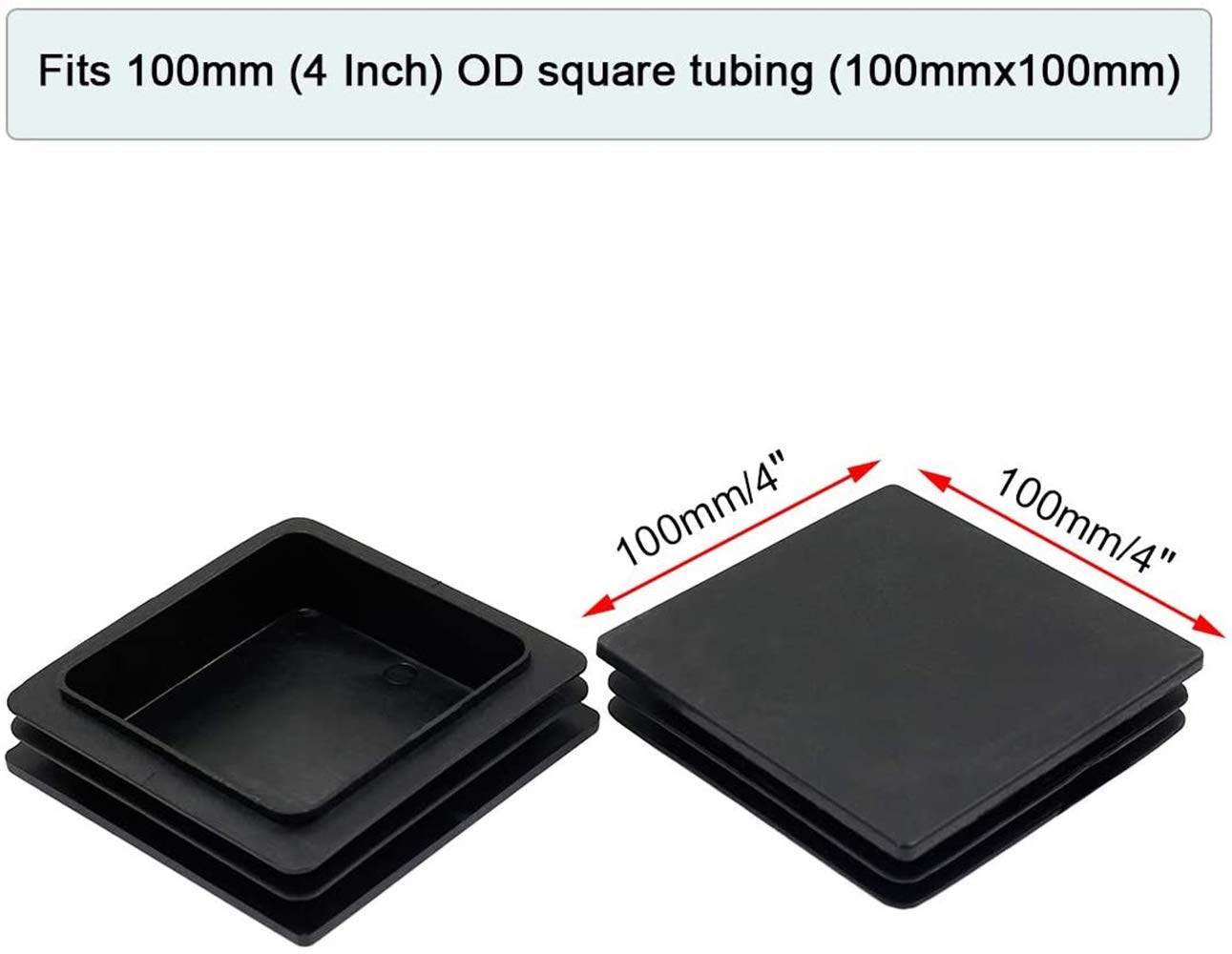 100 Pack 1 Inch Square Plastic Plugs - End Caps For Square Tubing, Chair Glides, Fence Posts & DIY Projects
