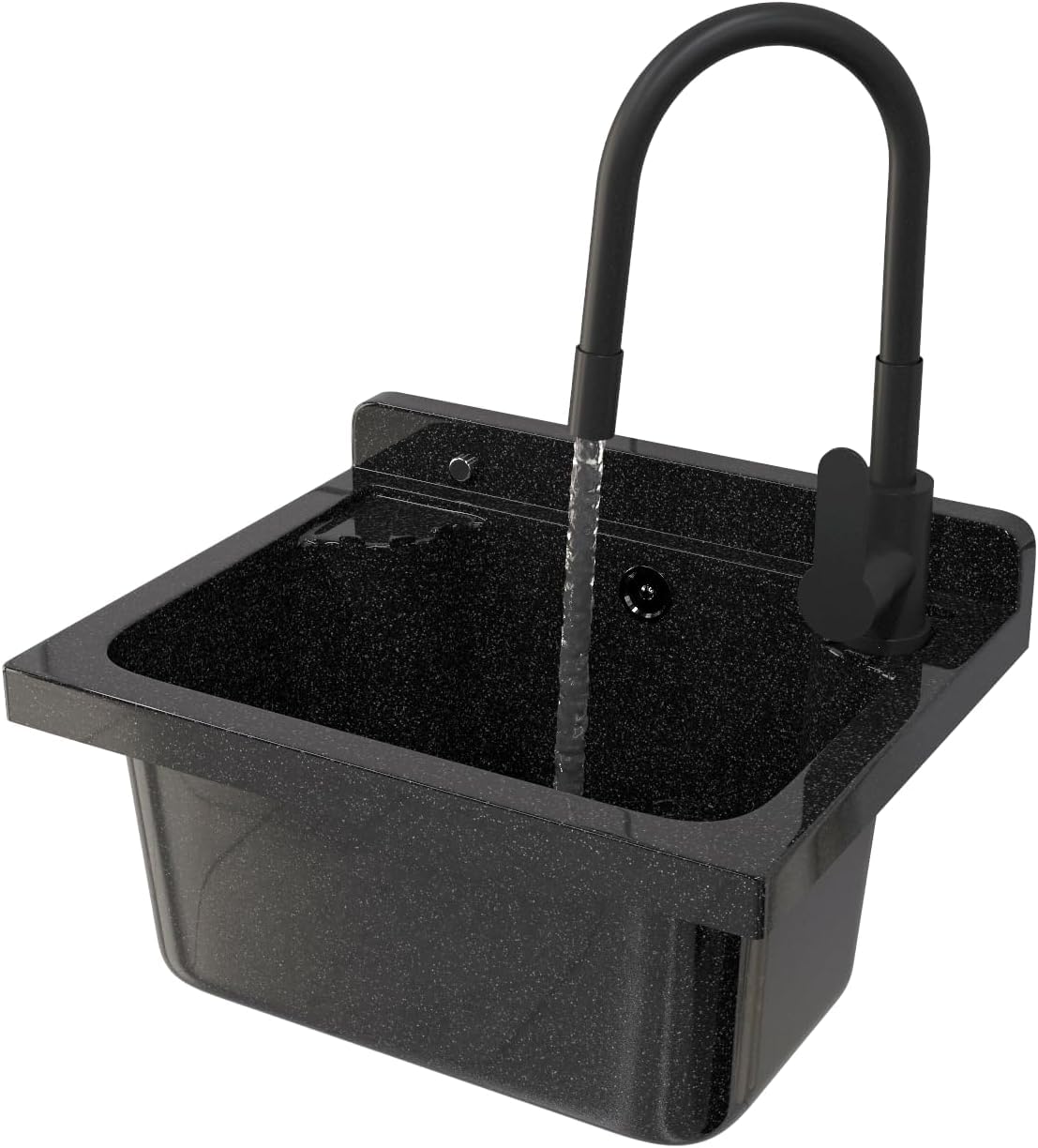 Évier extérieur Buanderie Lavabo extérieur siphon polypropylène noir GRANITAN
