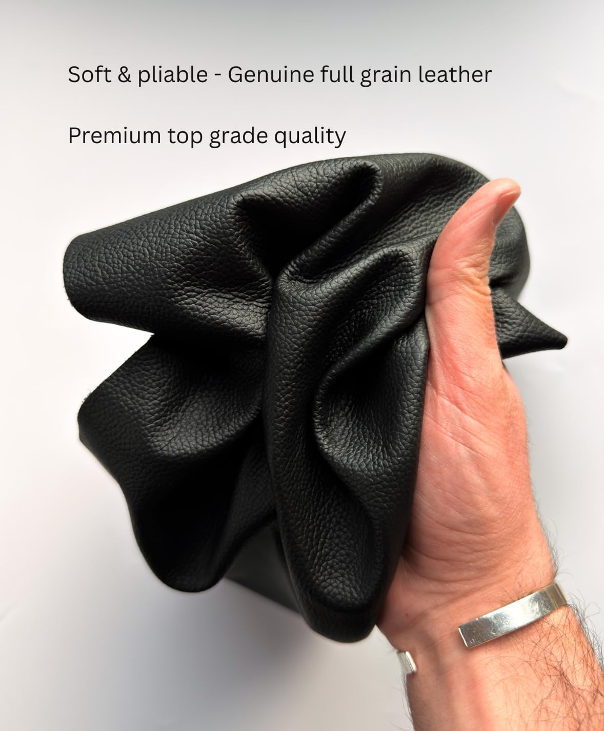 12'' x 24'' Genuine Full Grain Cowhide Leather Sheet — Soft Leather for Upholstery Repair, Handbags, Wallets, Sewing, Crafts, & DIY Projects — 1.1-1.3mm (3oz) Pre-Cut (Black, 1 Piece)