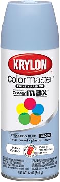 Krylon K05151707 ColorMaster Paint + Primer, Gloss, Peekaboo Blue, 12 oz.