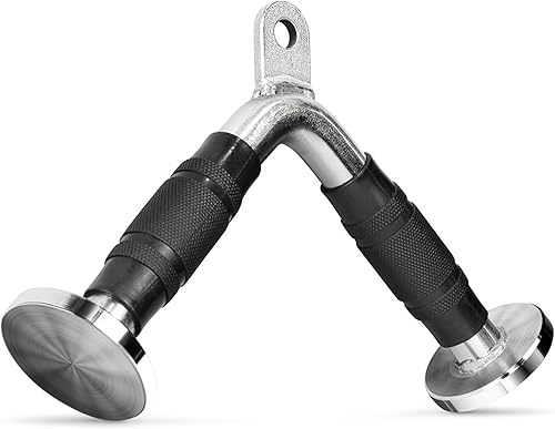 Miniatura 7 de CAP Cable Machine Attachments – LAT Bars, Triceps Bars, Handles & Ropes – Multiple Styles & Sizes Cromado,Negro y cromo,Negro - Mango doble