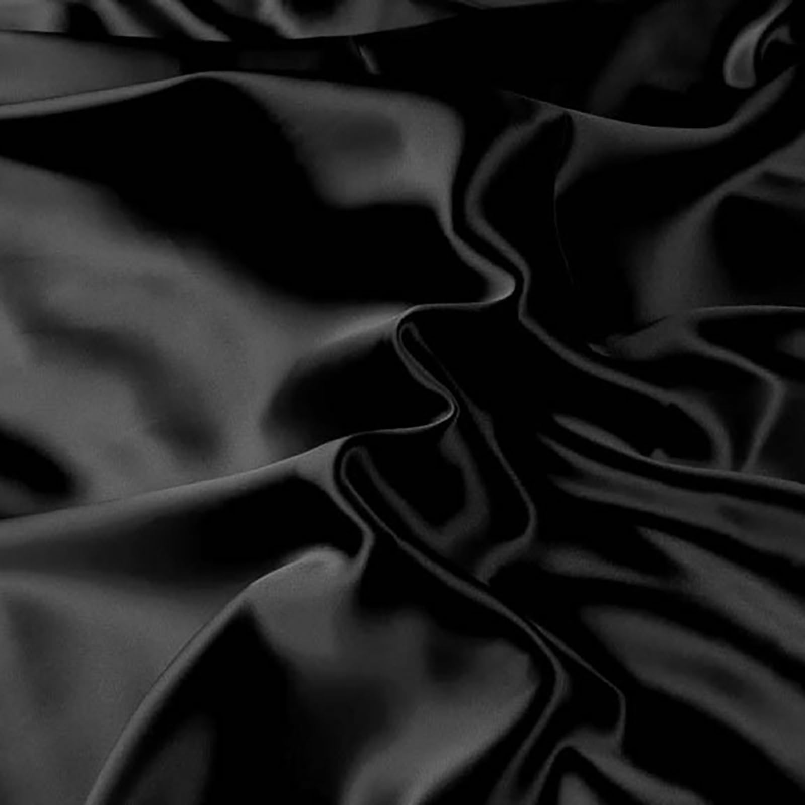 22 Momme 100% Mulberry Silk Fabirc 114cm Wide by 2 Metre Charmeuse Fabric Silk for Dress,Lining,Craft,Wedding(Black) — image 1