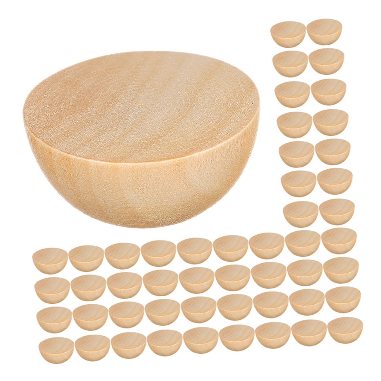 300 Piezas Bolas de Madera Semicirculares Sin Terminar Cuentas de Madera Divididas para Manualidades DIY Decoración Natural para Hogar y Proyectos Navideños