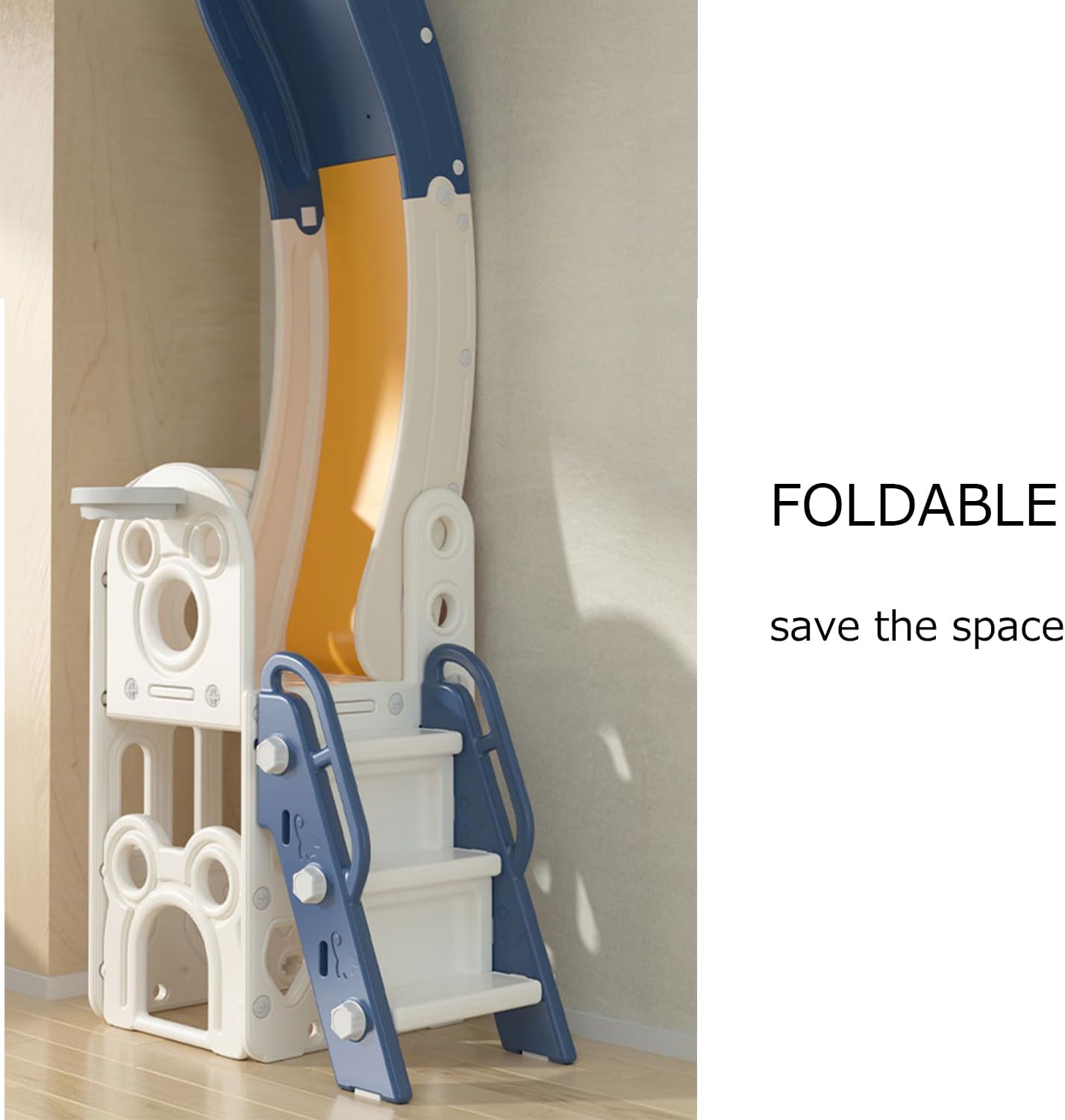 Toddler Slide L-Shaped, 5 in 1 Kids Slide Climber for Toddler, with Ball & Hoop, Indoor Outdoor Baby Playset, Anti-Slip, 65IN/165CM,Toy Storage, Ideal for Boys Girls Birthday