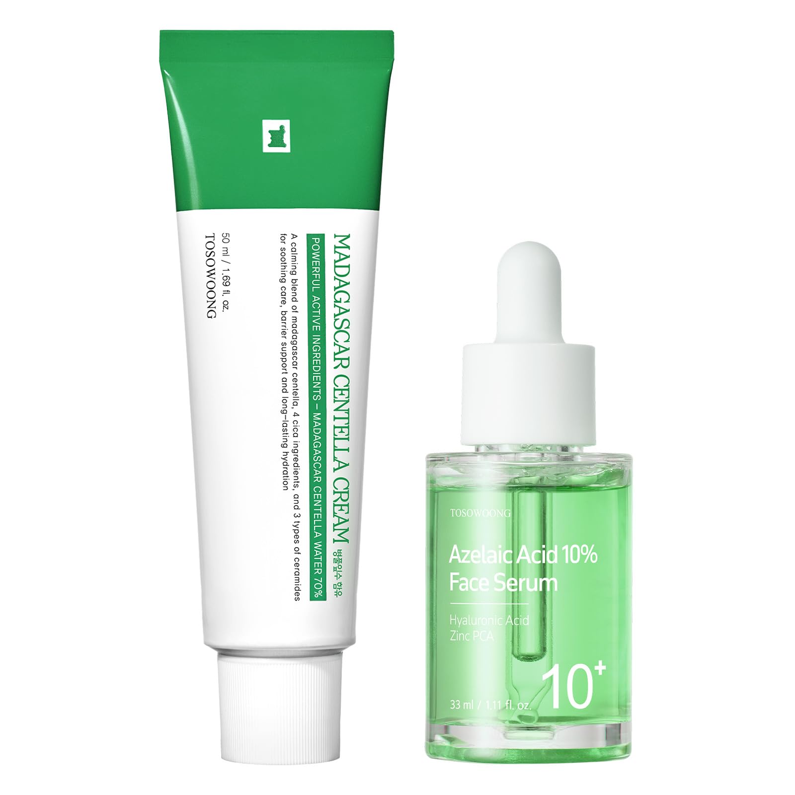 Duo Lenitivo e Idratante: TOSOWOONG Crema Madagascar Centella & Siero Acido Azelaico per una Pelle Calma e Radiosa