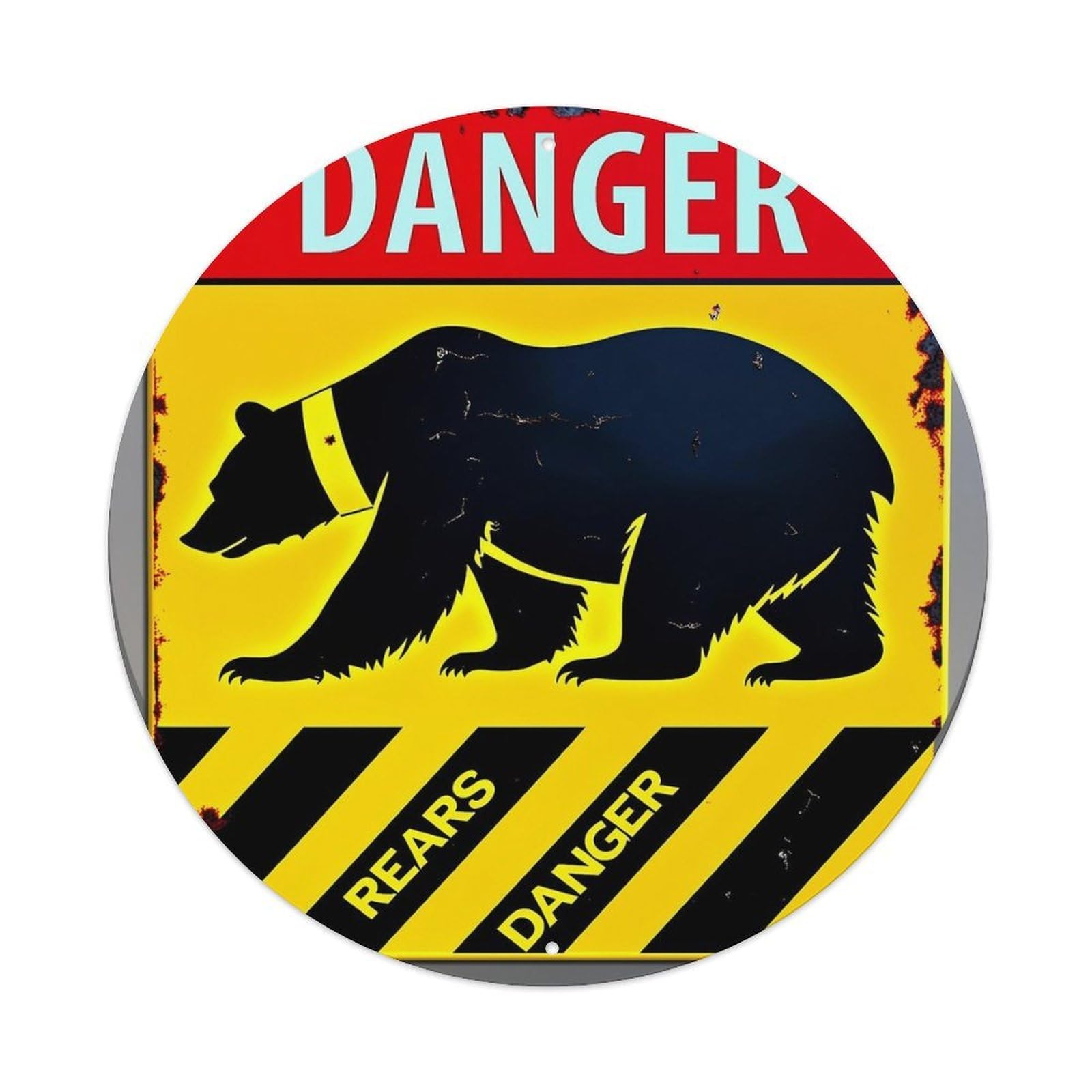 Danger Bear Warning Sign Design Tin Sign Metal Poster Vintage Metal Signs for Home Man Cave Bar Cafe Kitchen laundry room Wall Decorations 8x8 inches