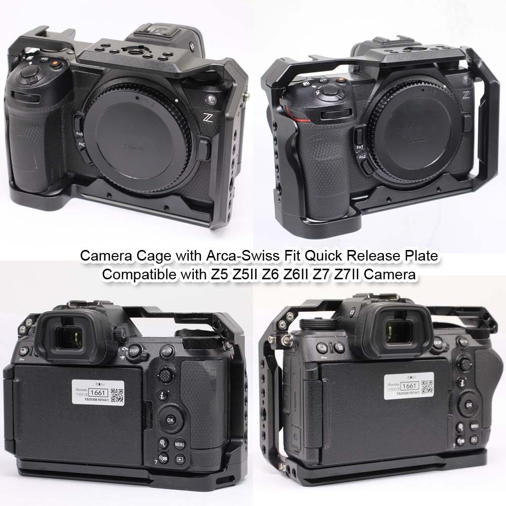 Klatka na aparat kompatybilna z Nikon Z5 Z5II Z6 Z6II Z7 Z7II, wspornik uchwytu z płytą szybkiego zwalniania Arca-Swiss Fit, stabilizator DSLR ze stopu aluminium z zimną stopką, filmowanie, nagrywanie
