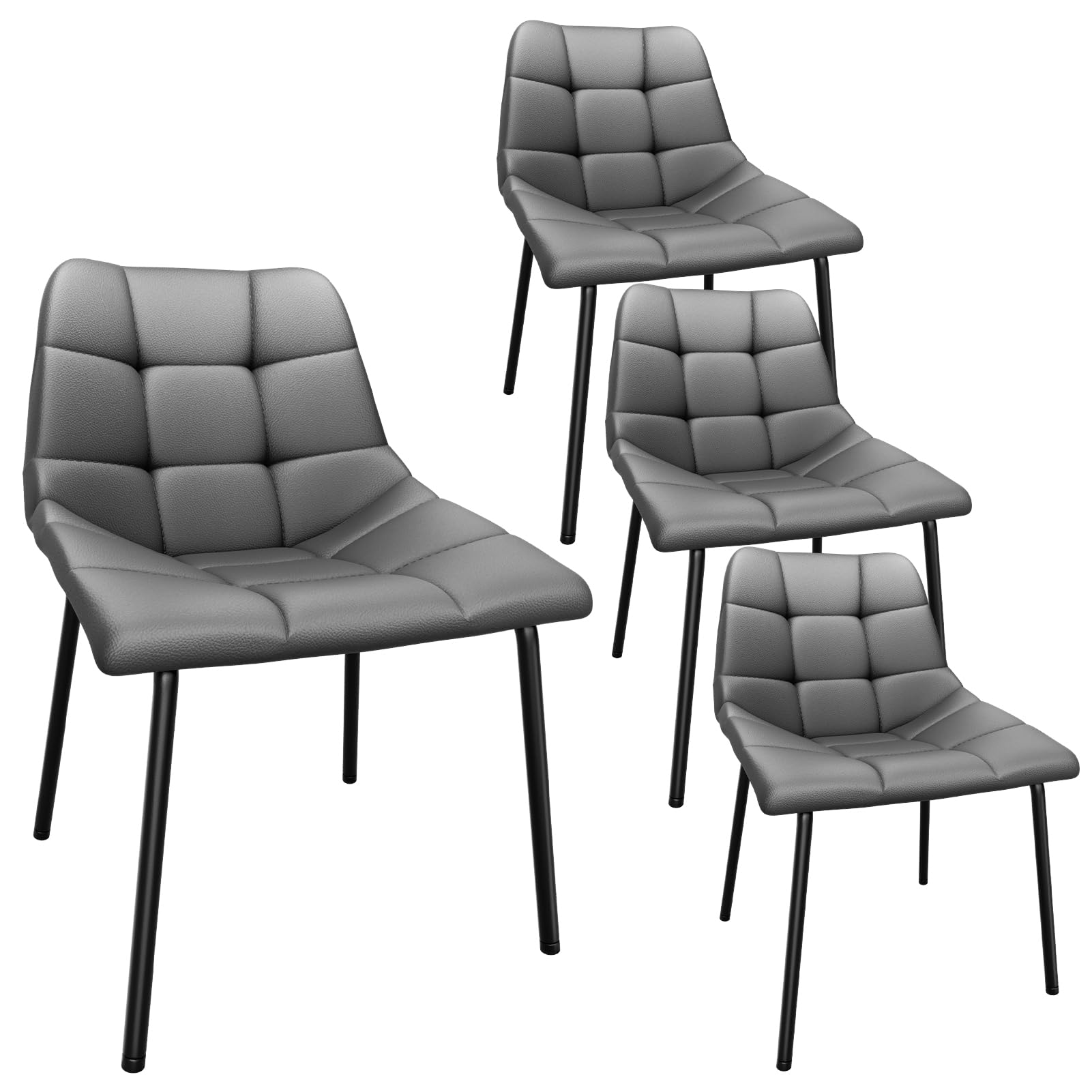 Ailatimogo Sillas de Comedor, Juego de 4 Sillas de Cocina Modernas, Patas de Metal Estables, Silla Escandinava de Polipiel con Respaldo Alto para el Salón Cocina