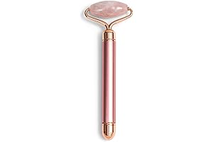 ZOE AYLA Electric Vibrating Noiseless Natural Rose Quartz Stone Face Roller.