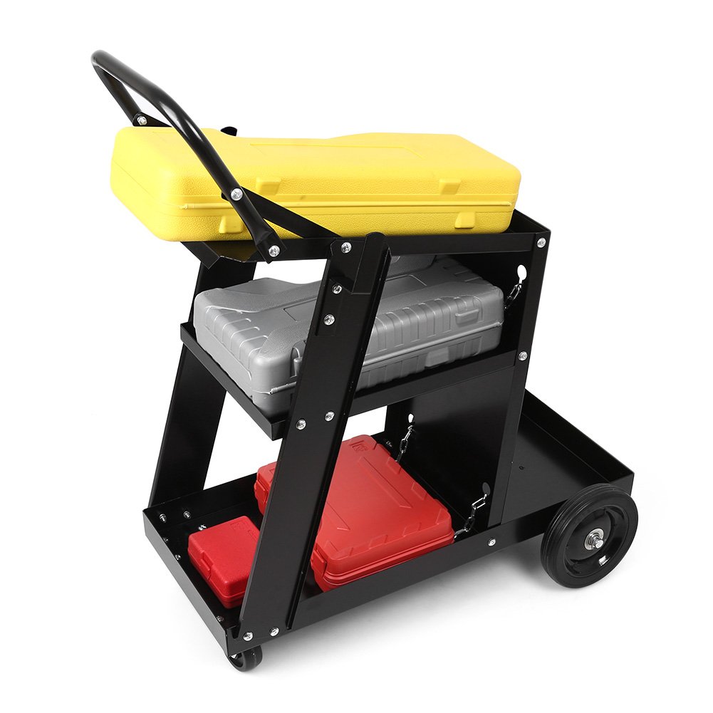 Mallofusa 3-Tiers Welder Welding Cart Plasma Cutter MIG TIG ARC W/Casters Universal Storage for Tanks Heavy Duty Black