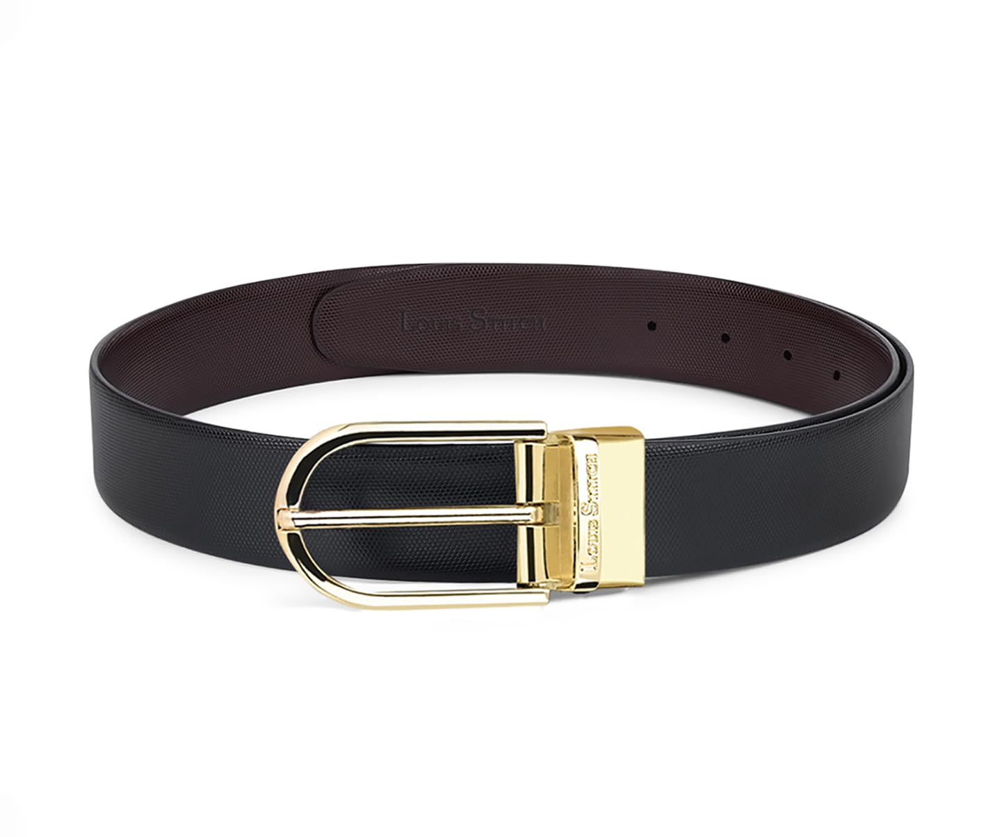 LOUIS STITCH Men's Italian Leather Reversible Belt 1.25 inch (35mm) Handcrafted Formal Waist Strap with Golden Buckle Belt for Men Gents Boys (Black/Brown) (BE-HCGD) (Size-30)