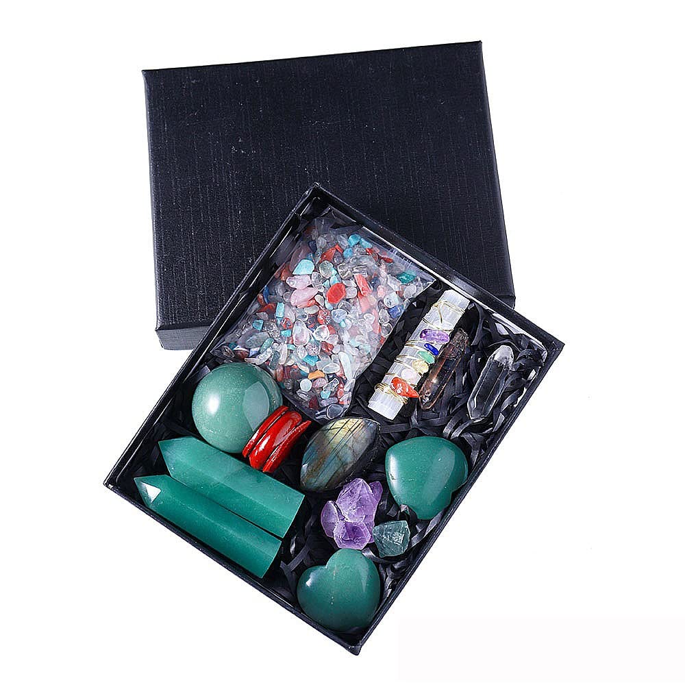 ZTBH Cristal de meditación Natural Paquete de Regalo de la Caja de Regalo del Chakra de la Caja de Regalo del Chakra del Chakra Aura Magic Wand Paquete de energía Piedra de Cristal (Color : 6)