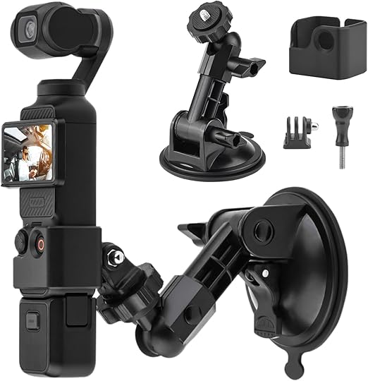Suction Cup Mount for DJI Osmo Pocket 3 Accessories, Car Windshield Dashboard Holder with Expansion Adapter for DJI Osmo Pocket 3 Car Mount, GoPro Hero 12-7, Action Camera & Phone Holder