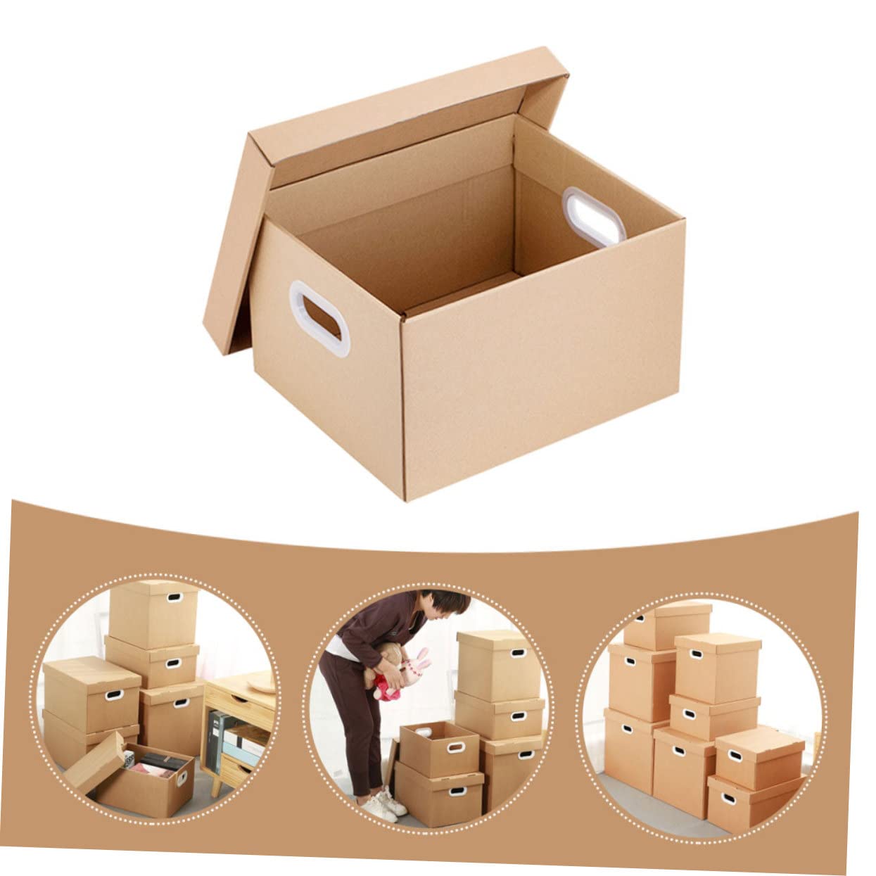 DOITOOL Papierablagebox aus Khaki Papier mit Deckel Tragbare Aktentasche und Akteneinsicht für Büro und Schule Stilvoller Aktenorganizer für Zuhause Dokumentenaufbewahrungskoffer