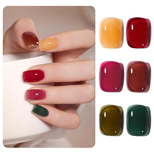 Miniatura 1 de GAOY Wonder Color Jelly - Juego de 6 esmaltes de uñas de gel transparente, negro, rojo, rosa, verde, marrón, para salón de belleza, manicura y arte