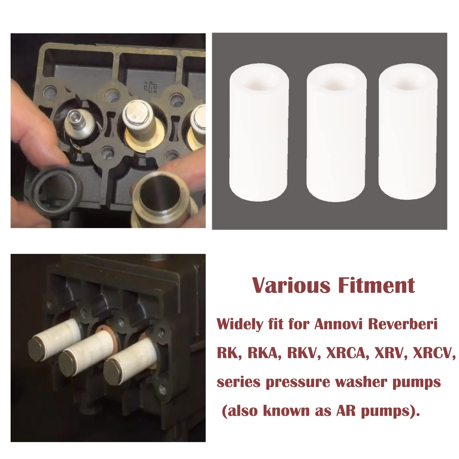 Para Annovi Reverberi AR2546 Bomba 18mm Kit de pistón Kit de reparación de émbolo de cerámica para bombas RK RKA RKV XRCA XRCV GRKV-D