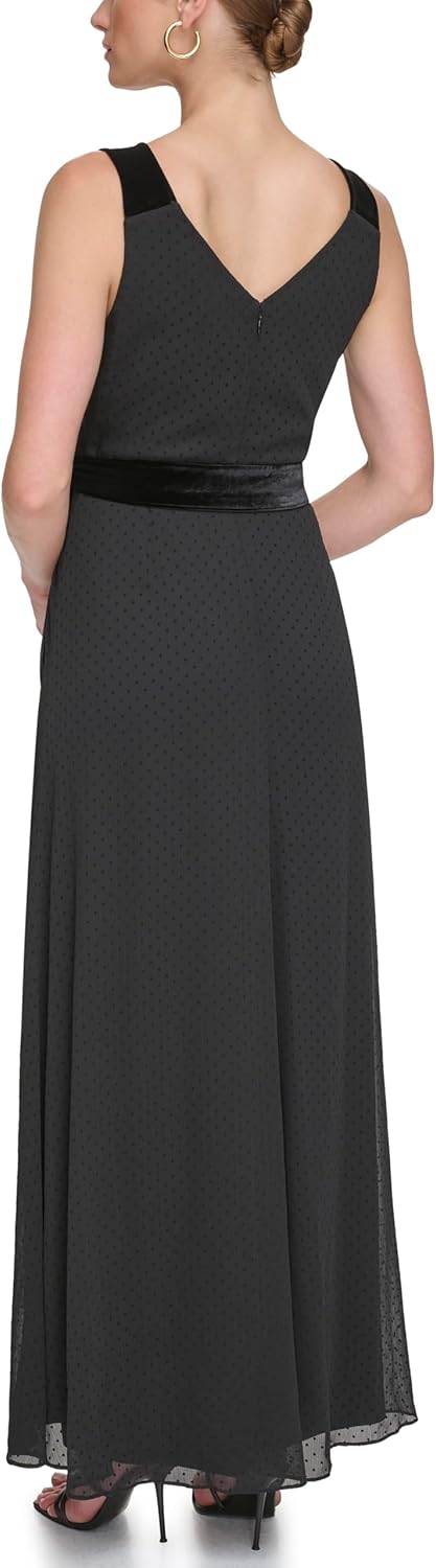 DKNY Womens Mix Media Double Vneck Sleeveless Dress - Image 3
