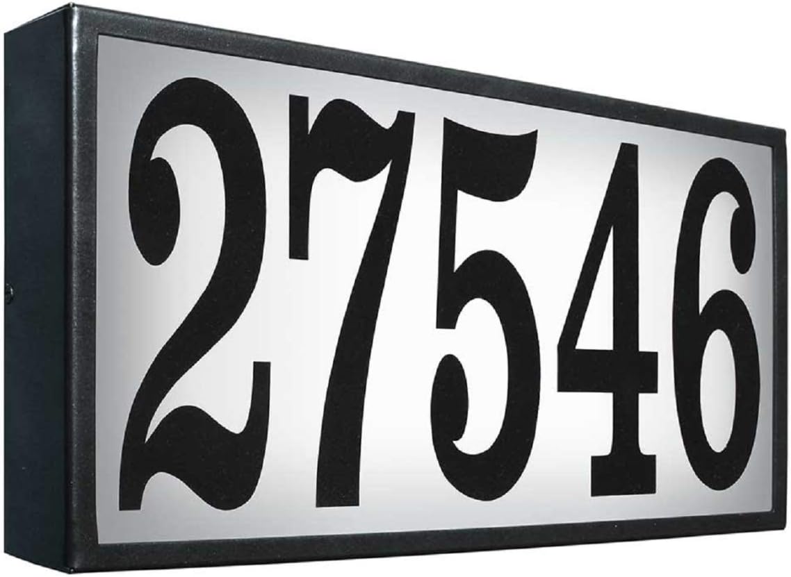 QualArc Home Office Decorative Serrano Lighted Address Plaque with Led Lights - Black Frame Only, Xtra Large