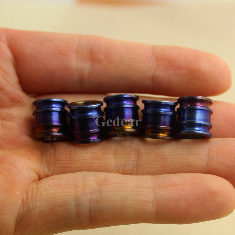 2pcs 10mm Titanium Knife Key Parachute Cord Bead Pendant Lanyard Burning Anodized Blue