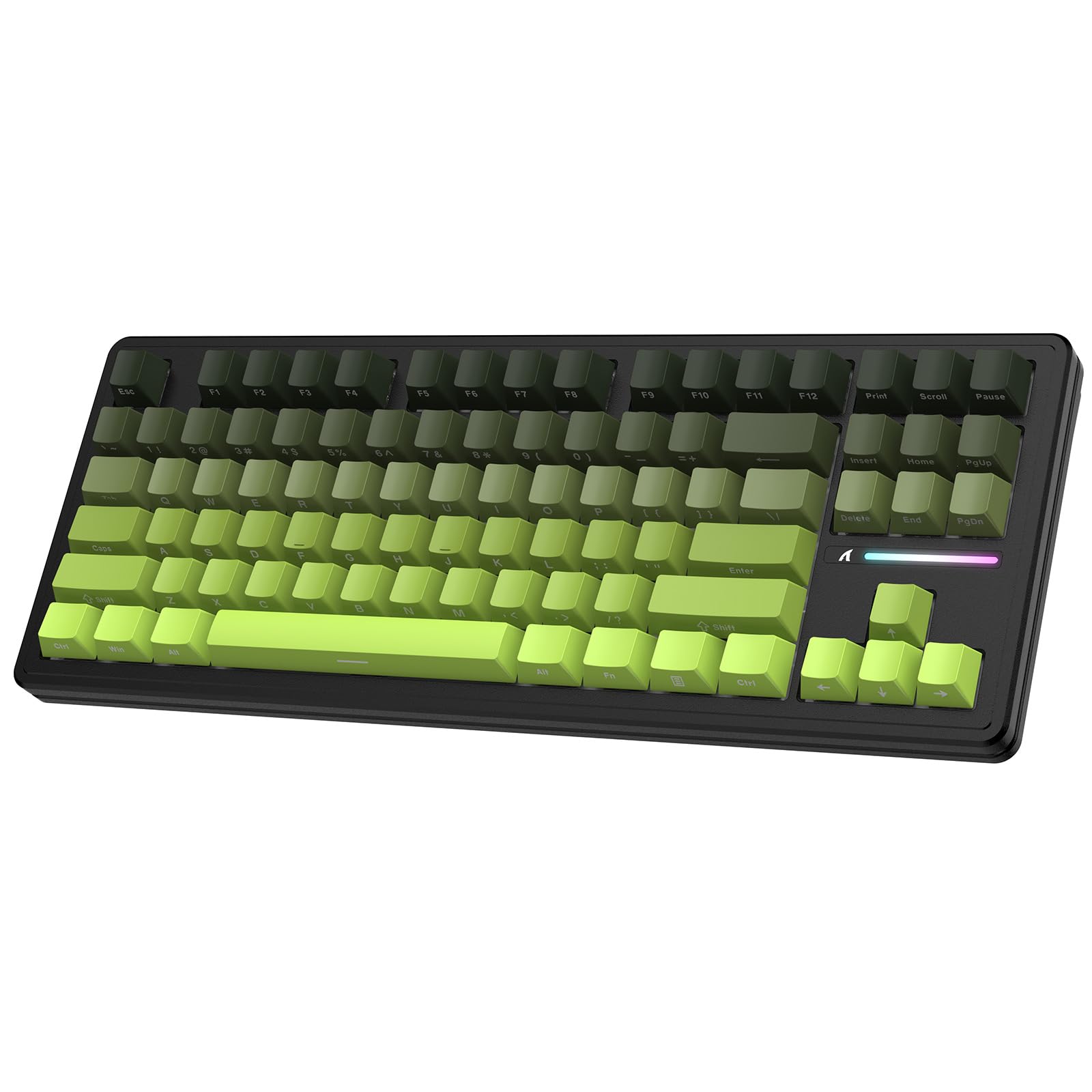 ATTACK SHARK M87PRO Clavier De Jeu Mécanique sans Fil Tkl, BT5.0/2.4G/USB-C Filaire, Clavier RGB à Échange à Chaud, 5000mAh, Disposition Américaine, Impression Latérale Dégradée - Matcha