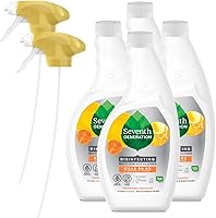 Seventh Generation Lemongrass Citrus Disinfecting Multi-Surface Cleaner, 26oz Pack of 4 - Kills 99.99% Germs, No Rinse, Plant-Based