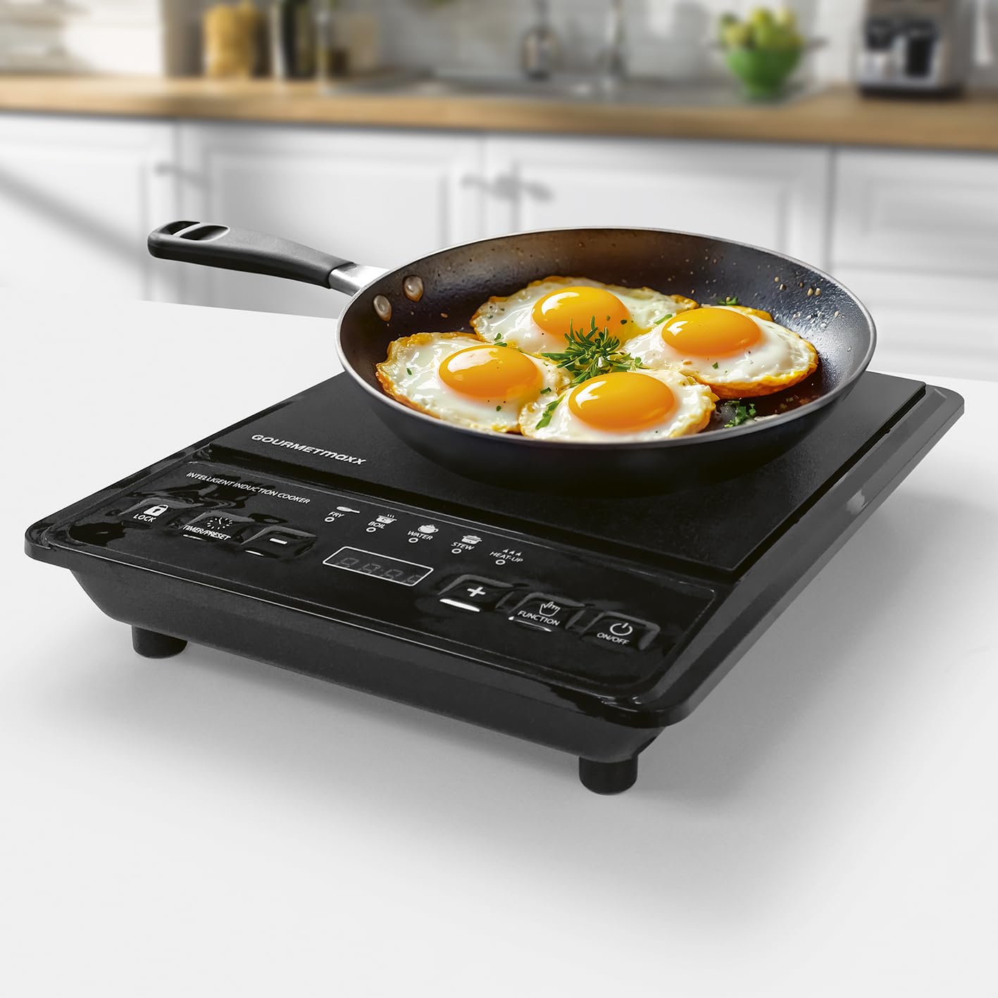 GOURMETmaxx Płyta indukcyjna 1 płyta | mobilna płyta indukcyjna z 5 stopniami ogrzewania, 80-240 °C i timerem | kompaktowa płyta grzewcza z wyświetlaczem cyfrowym, zabezpieczeniem przed dziećmi i